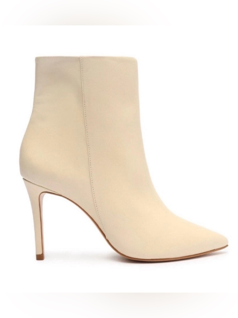 Schutz Mikki Ankle Booties Ivory Off-White Leather Stiletto Heel Size 8.5